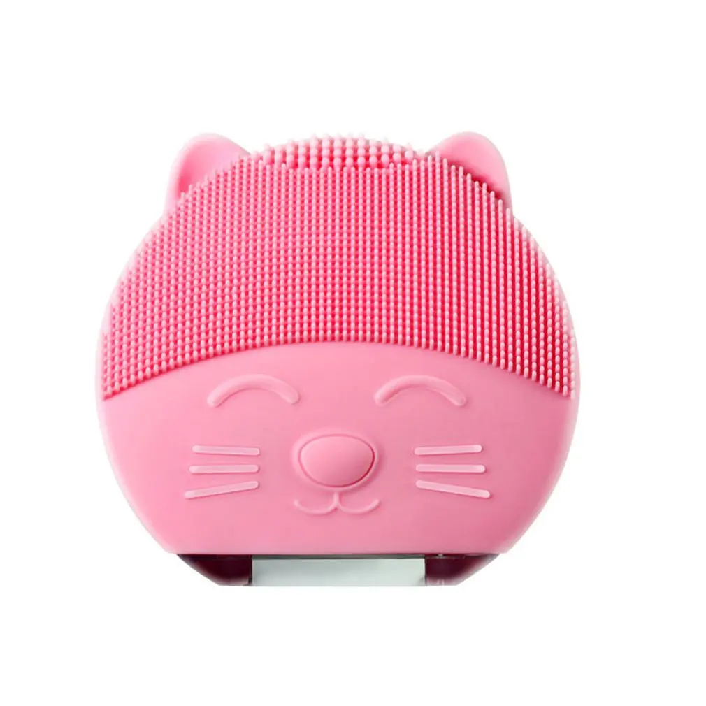 Водостойкая электрическая ультразвуковая Очищающая Мягкая силиконовая Очищающая щетка для лица супер электрическая машинка для мытья лица с рисунком - Цвет: pink