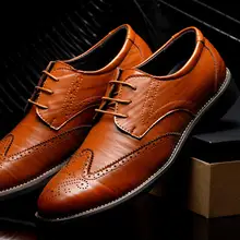 nluxury Men Casual Leather Pointed Toe Shoes Wedding Lace Up Dress Bullock Shoes Fashion Business Oxford Big Size Leather Shoes mycolen fashion bullock carve mens dress shoes men pointed toe lace up men s business casual shoes scarpe classiche uomo punta