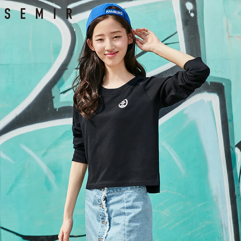 SEMIR Women's fashion hoodies simple Korean version long