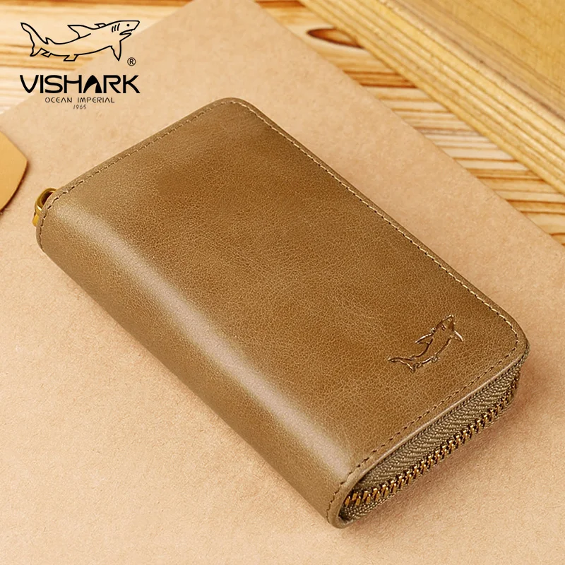 

VISHARK Man Cow Leather Key Case Wallet with Card Holders for Men Causal Style Versatile for Male in Business or Varied Occasion