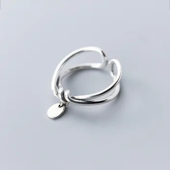 

1PC REAL.925 Sterling Silver fINE jEWELRY 2ROWS Criss Cross Twisted Crossed &ROUND COIN Ring GTLJ1666