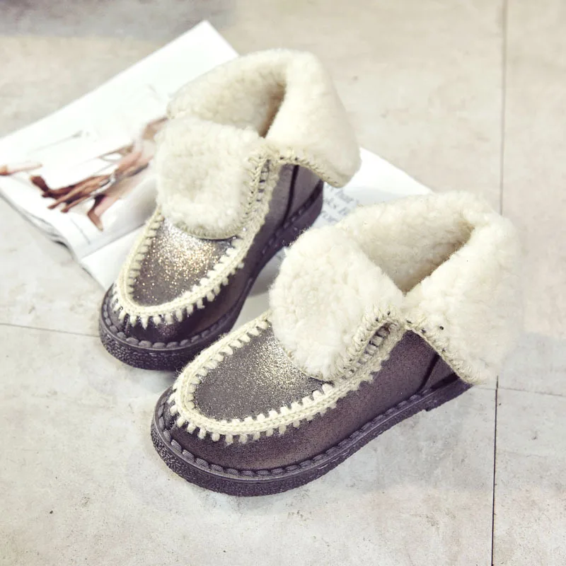 

botas mujer 2018 Casual Shoes Women Fashion Brand Warm Snow Boots Lady chaussure Winter New Female footware with Fur Pu Leather