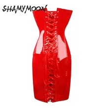 SHAMYMOON Couro Mulheres Shapers Do Corpo Shapewear Corpo Sexy Estiramento Bandage Moda Completa Do Corpo Da Cintura das Mulheres do Espartilho Roupa Interior SP020