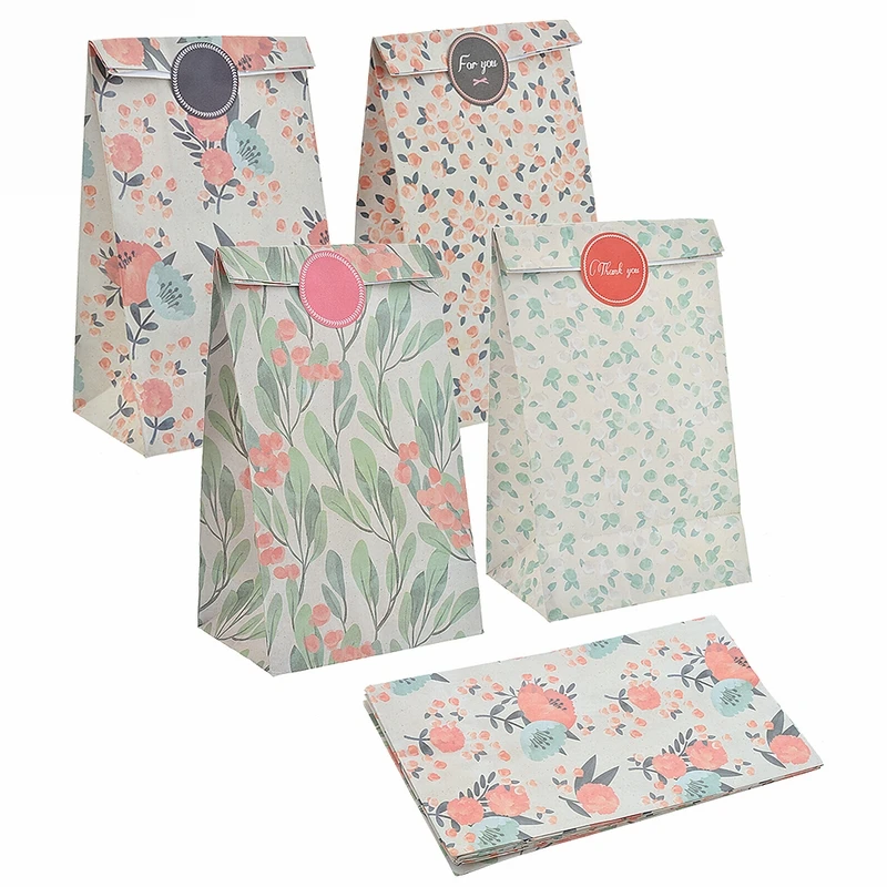 

Hoomall Kraft Paper Bag Flower Pattern Handmade Bread Cookies Gift Bags Cookies Packaging Supplies Evening Wedding Souvenirs