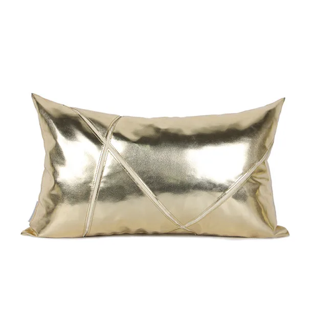 Роскошная Кожаная подушка из искусственной кожи, чехол Cojines Decorativos Para Sofa, однотонный лоскутный чехол, накидка на подушку, подушки Housse Se Coussin - Цвет: Gold 30x50cm