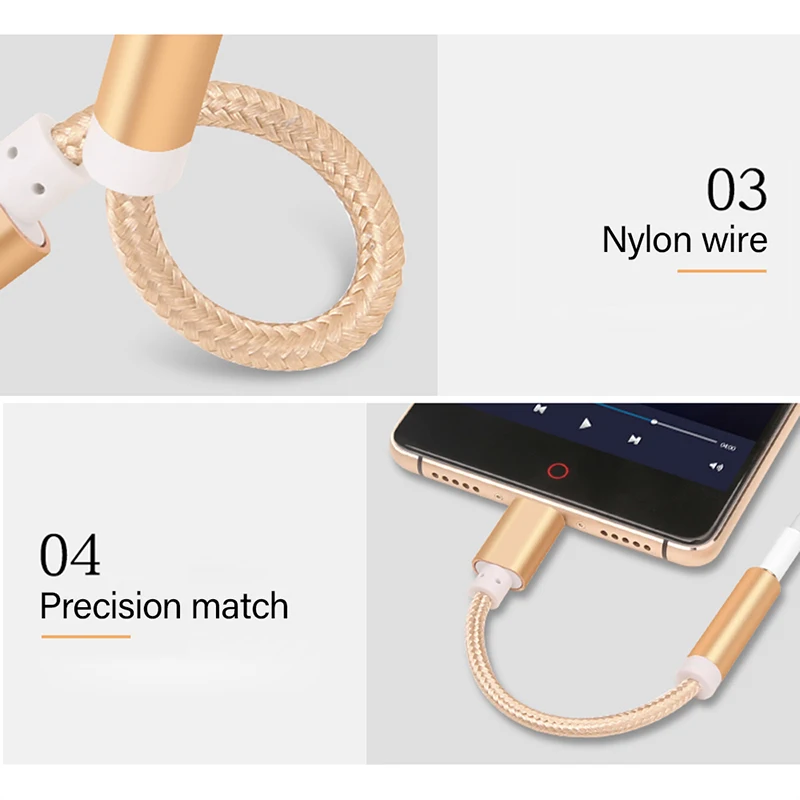 Type C 3.5 Jack Earphone Cable USB C to 3.5mm AUX Headphones Adapter For Huawei P20 Pro Mate 10 For Xiaomi Mi 8 6 Mi8 Mi6 Mix2