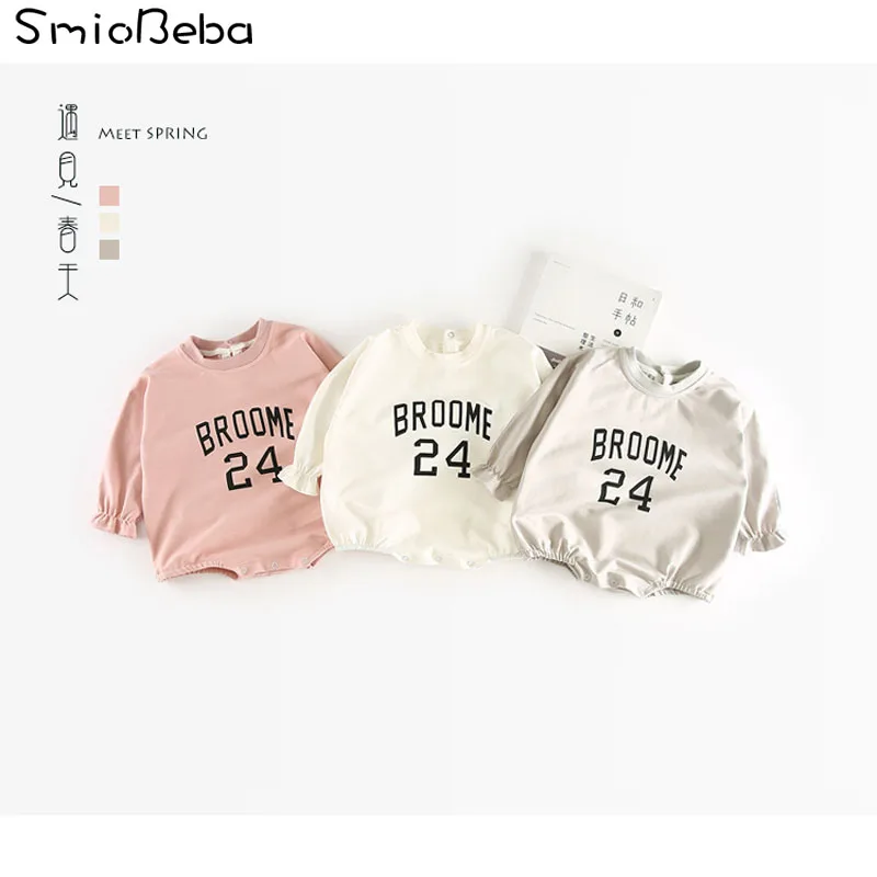 

Spring Baby Rompers 2018 In Kids Girls Jumpsuit Newborn Unisex Rompers with Letter Numer 24 Printed Cute Boys Rompers 6M-24M