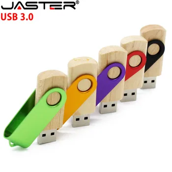

JASTER USB 3.0 metal wooden usb flash drive pendrive 4GB 8GB 16GB 32GB 64GB rotatable memory stick thumb drive u disk gift