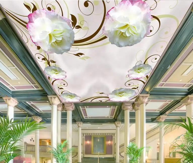 

custom photo 3d ceiling murals Roses 3d ceiling wallpaper for bathroom ceiling 3d stereoscopic luxury ceiling wallpaper