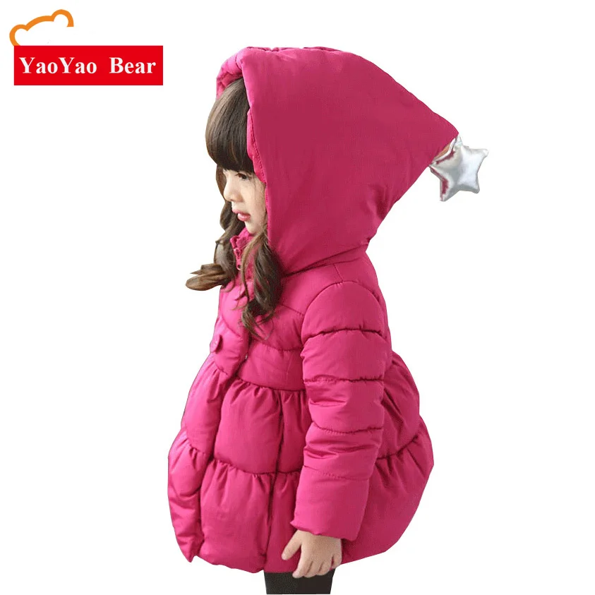 

New Kids Winter Jacket For Girl Thick Warm Hooded Children Outwear Coat Fashion Baby Girls Parka Jackets 2-7Y Princess Top