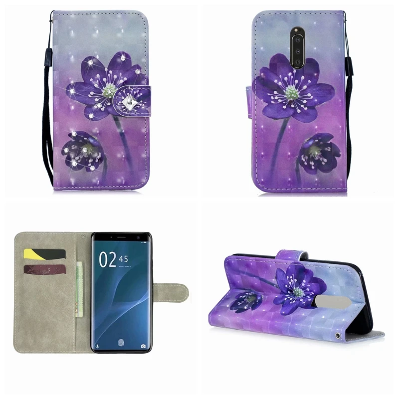 Чехол-бумажник для MOTO G7 Plus Play sony XZ4 XZ3 L3 L2 Bling Diamond 3D кожаный Слот карт ID цветок