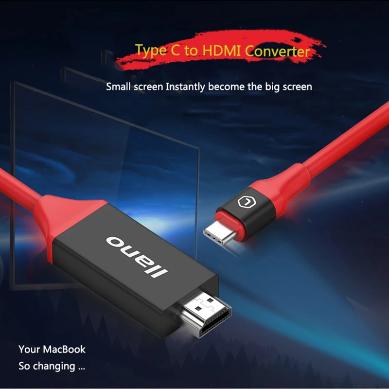 PIHEN USB C to HDMI Cable Thunderbolt 3 Type C to HDMI Cable 4K*2K HD Display for Macbook Samsung dex Phone Chromebook huawei