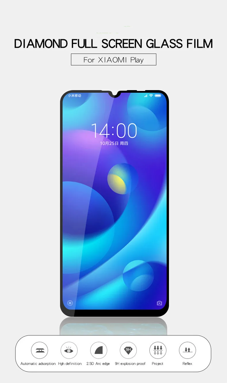 Защитное стекло для Xiaomi Mi Play, защита экрана на Xio Mi Play, закаленное стекло, полное покрытие, клеевая пленка, Glas
