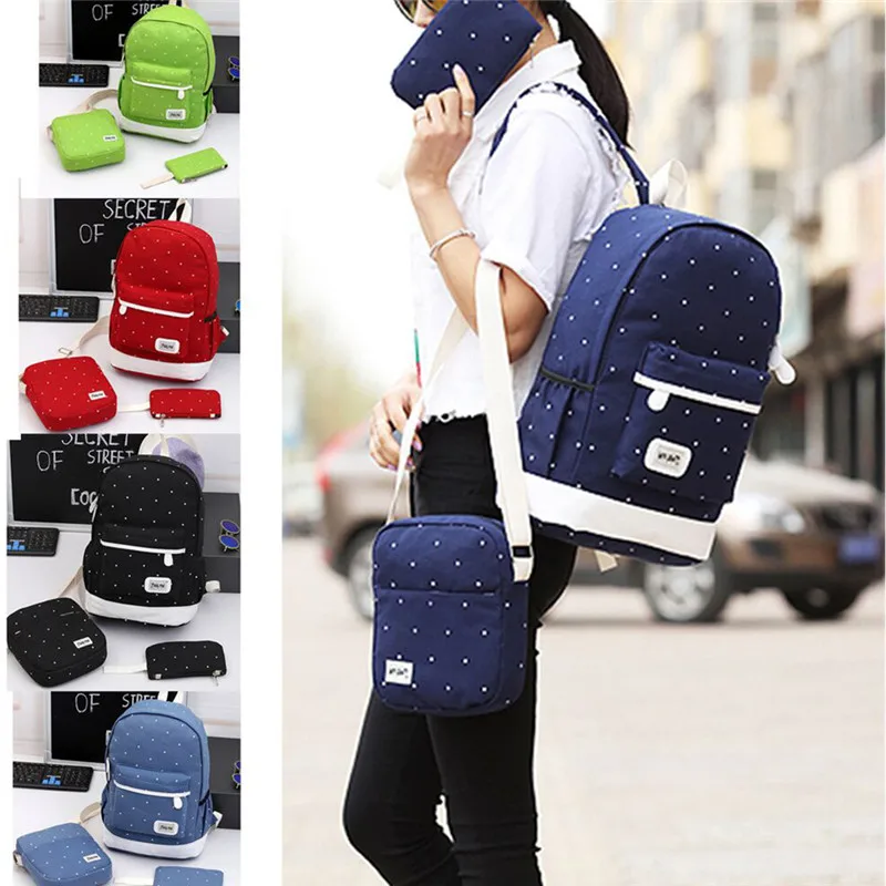 

Women's Fashion Backpack School Book Bags Satchel Shoulder Canvas Travel Large Size Bag Three-piece Backpack