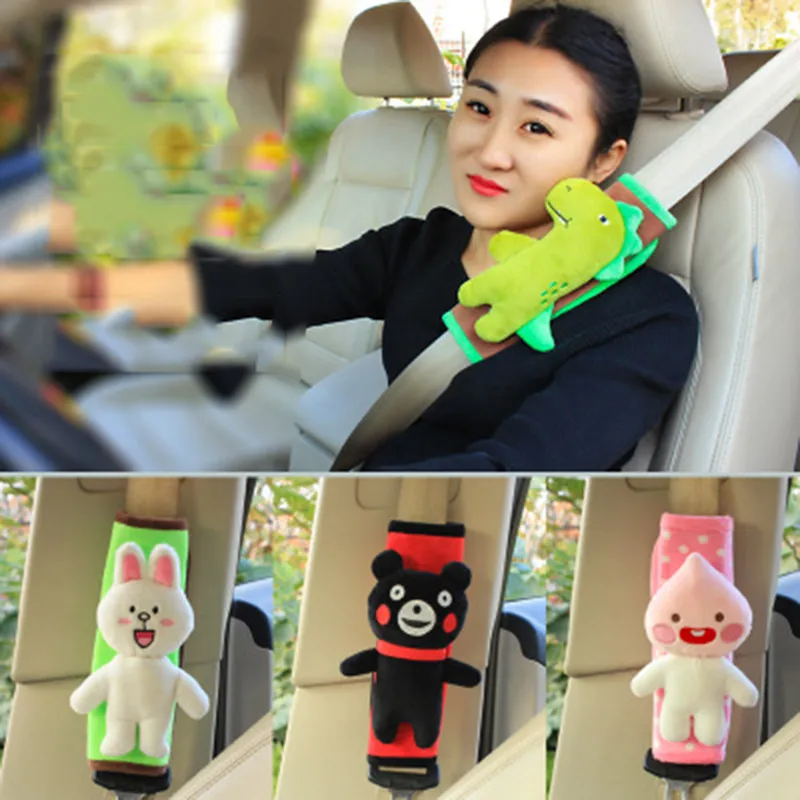 

Cartoon Car Sefety Seat Belt Cover Rabbit Tiger Auto Seatbelt Shoulder Protection Padding Winter Plush Car Seatbelts For Kids