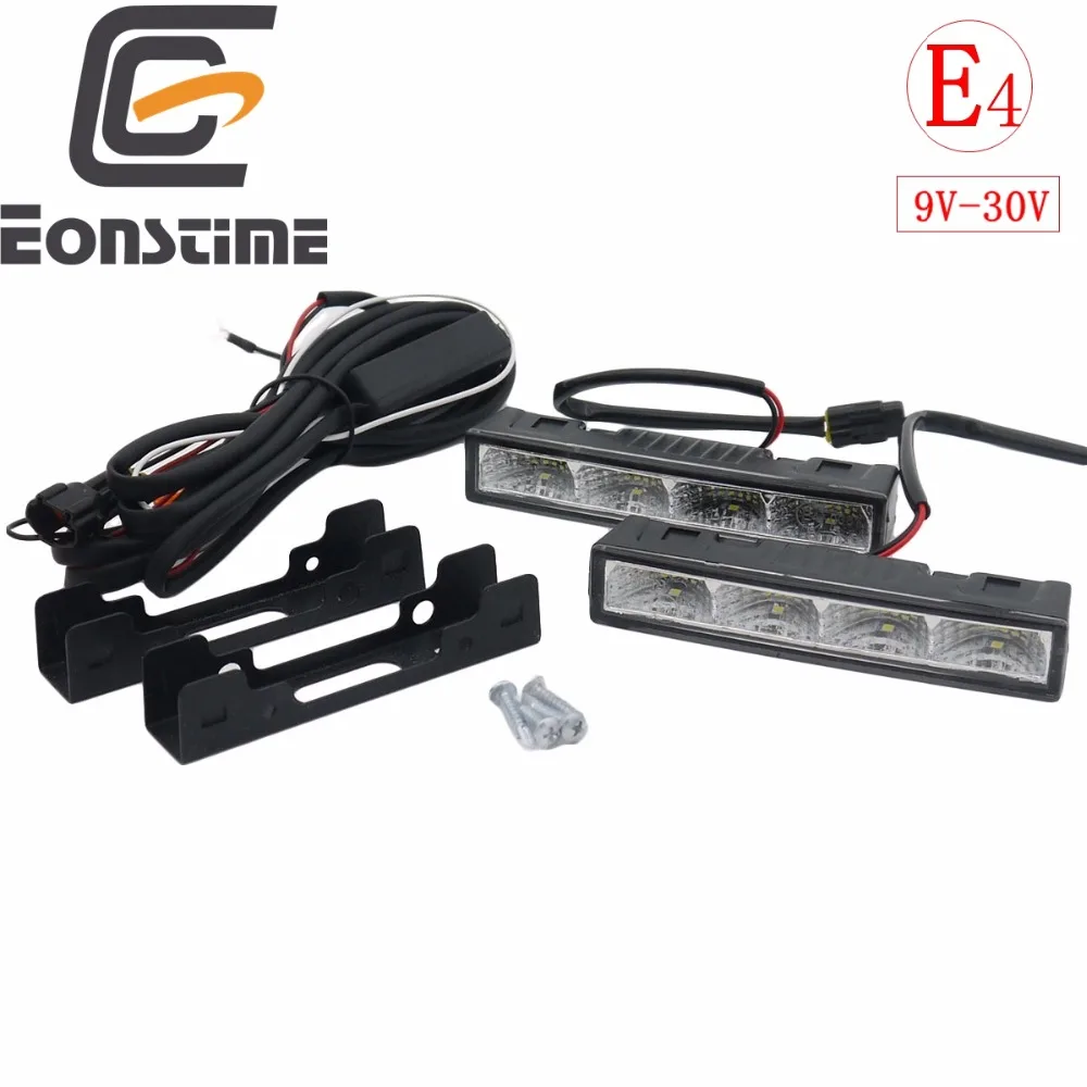 Kaufen Eonstime 2cps 12 V 24 V Highlight LED Tagfahrlicht DRL 6000 K Ultra low Power Verbrauch 4LED 5050 ABS + Host Harness