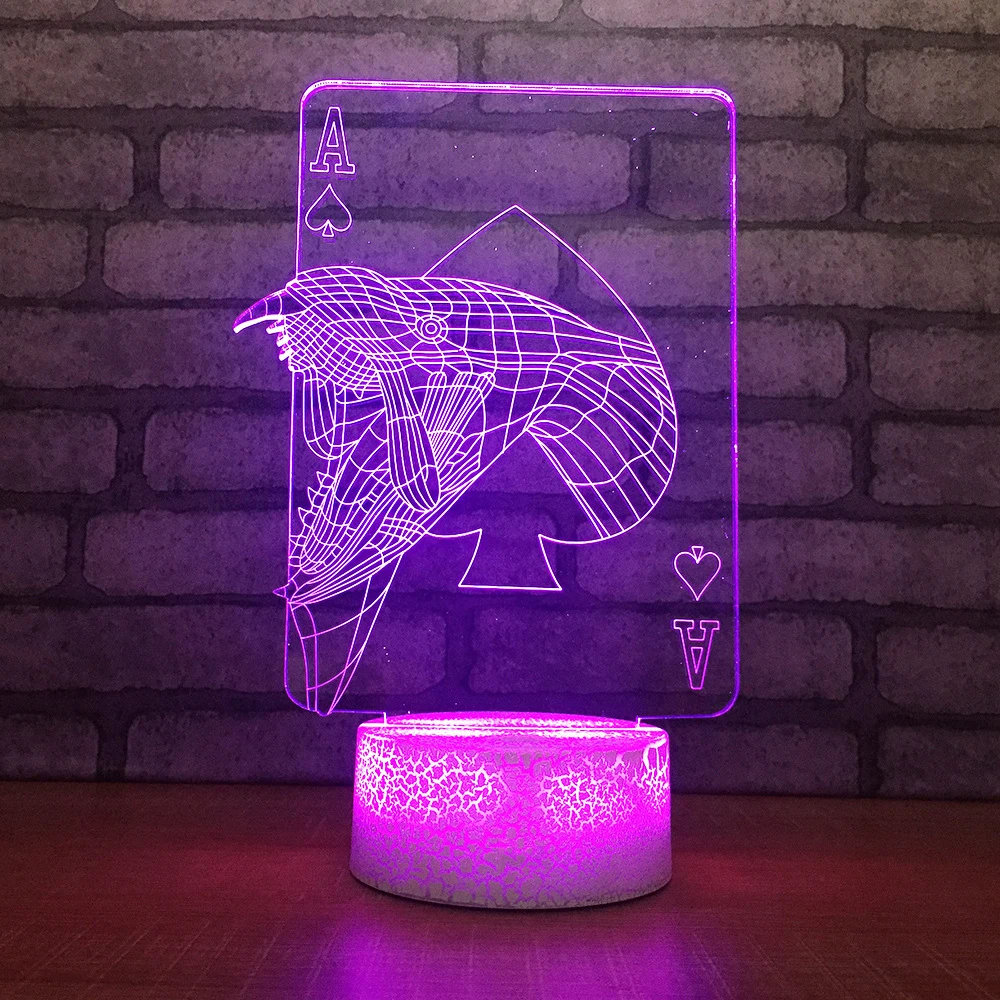 Детский подарок прикроватный светильник Декор 3D игральная карта моделирующий Настольный светильник светодиодный детский сон креативный