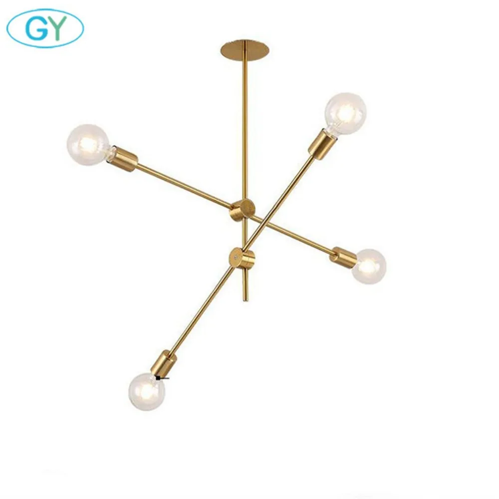 Designer's lamp, DIY gold chandelier light, industrial adjustable