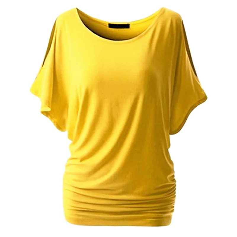 

SHUJIN Brand T Shirt Women Summer Loose Bat Short Sleeve O-Neck Tshirt Fashion Solid Femme Slim Casual Funny T-shirt Plus Size