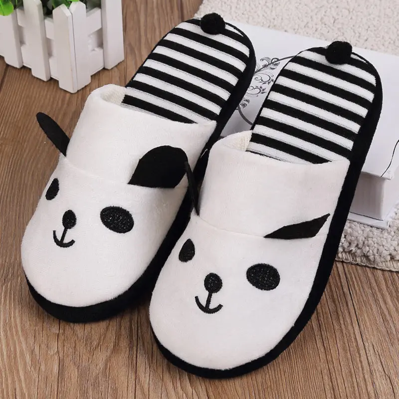 

Women Cotton Warm Home Slippers Autumn Winter Non Slip Cute Cartoon Panda Indoor Soft Slippers Shoes Flats Female Slides