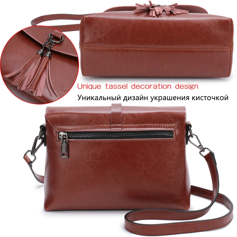 New Arrival Genuine Leather Female Shoulder Bag Tassel Women Crossbody Bag 2019 Fashion Messenger B