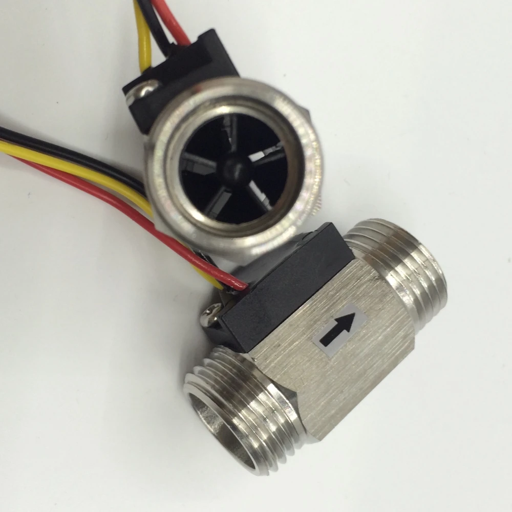 2pcs/lot Sus304 130l/min G1/2" Water Liquid Stainless Steel Flow Meter Hall Effect Sensor Od20