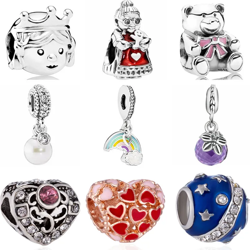 

Vintage Statement Enamel Beads Queen Bear Star Robot Simulated Pearl Beads Charms Fit Pandora Bracelets & Bangles for Women DIY