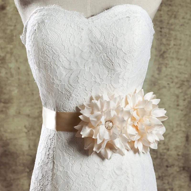 

TRiXY S54 Champagne Flower Wedding Belt Elegant Flower Bridal Belt Sash Wedding Party Bride Bridesmaid Belt Wedding Accessories