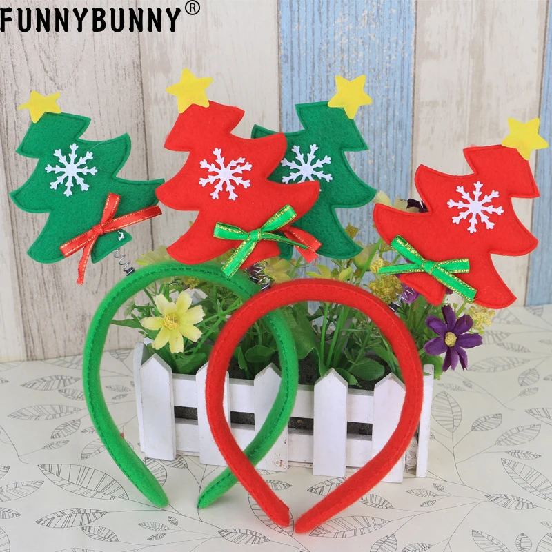

FUNNYBUNNY Christmas Hair Band Headband Accessories Green Red Tree Xmas Gift Decoration