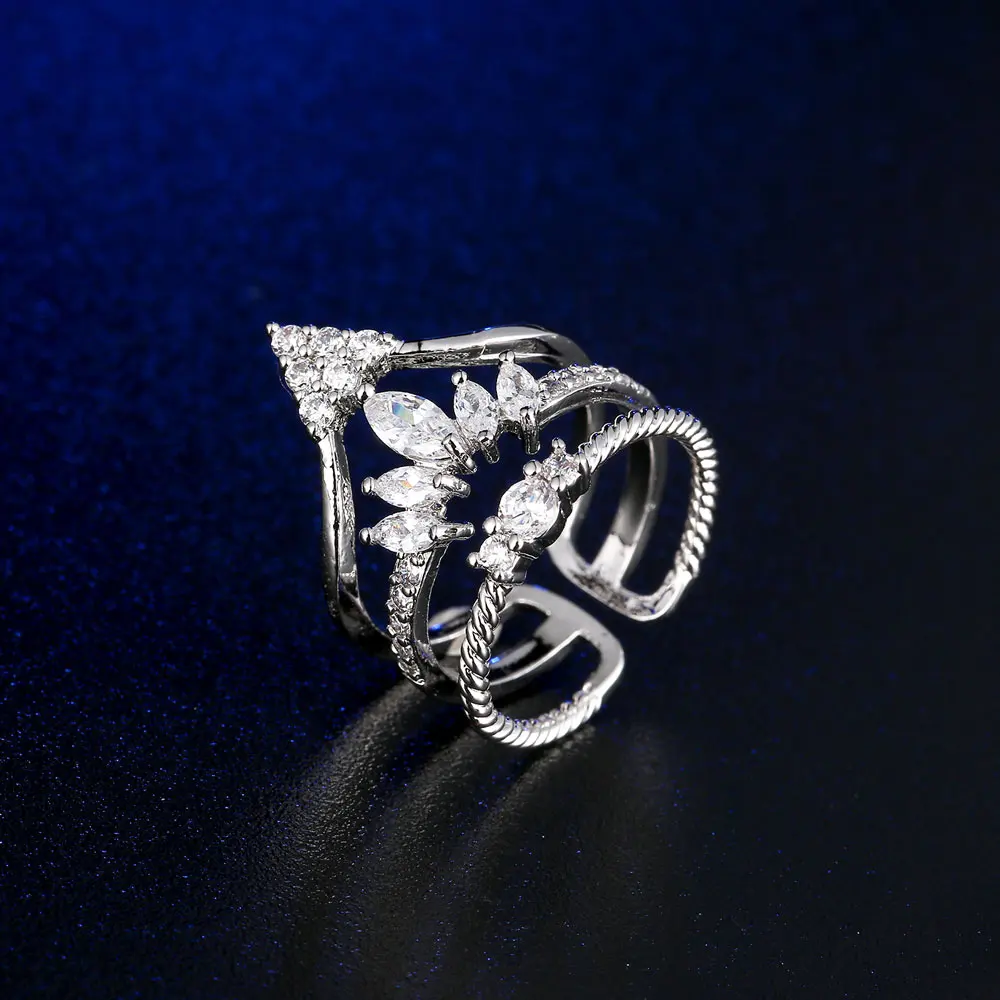 FYM Brand New Luxury Open Ring Adjustable Design Classic Ring Cubic