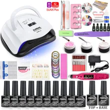 10 шт. Гель-лак для ногтей набор маникюрный набор для ногтей 80 Вт/54 Вт/36 Вт SUNX Plus УФ светодиодный светильник Сушилка Гель-лак для ногтей инструменты для дизайна ногтей
