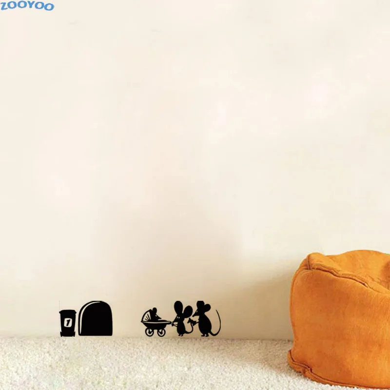 

ZOOYOO Small Mouse Funny Wall Stickers Animals Wall Decal For Kids Rooms Home Decor Creative Wall Decoration