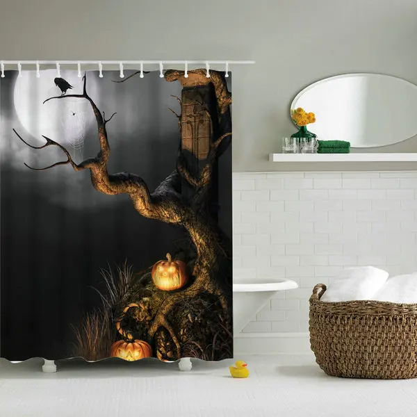 Занавеска для душа на Хэллоуин, водостойкая занавеска для ванной, с изображением вампира, крови и замка, лучший подарок на Хэллоуин, для ванной - Цвет: Design No 10
