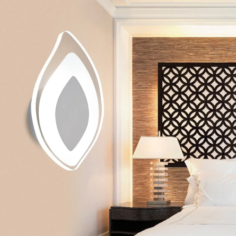 Creative personality wall lamp led acrylic bathroom simple bedroom bedside aisle living room modern leaf lighting 30% off