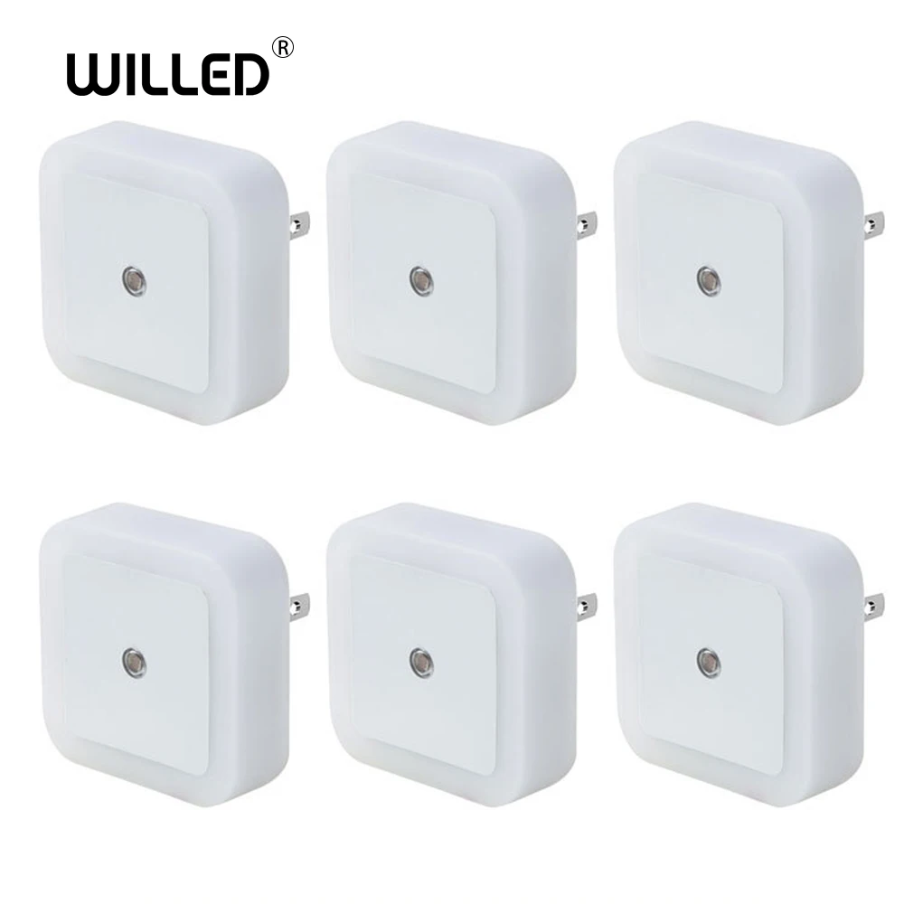 6 шт. квадратный мини Ночной светильник прикроватная лампа с датчиком управления