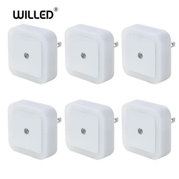 

6pcs Square Mini Night Light bedside lamp Sensor Control EU US UK Plug Novelty Baby kids Bedroom Romantic Colorful Lighting