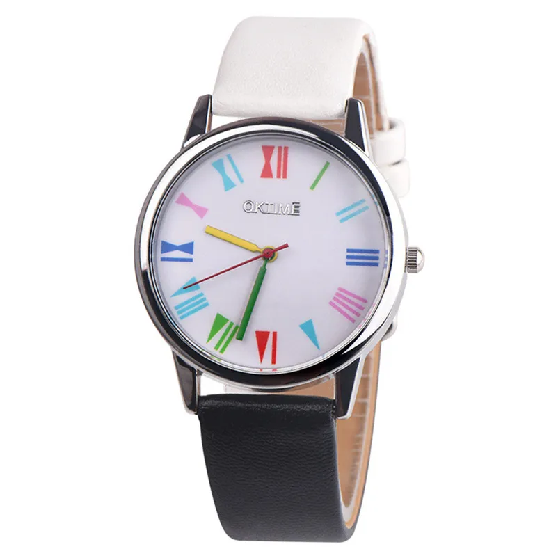 Fashion women's watches 2018 fashion Retro Rainbow Design Leather Band Analog Alloy Quartz Wrist Watch relogio feminino Y06 (7)