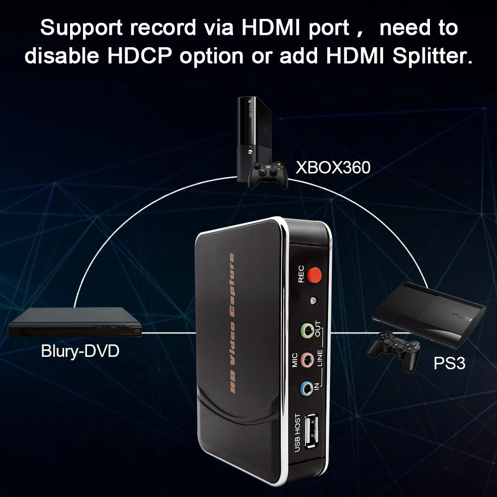 Ezcap HD карта захвата игр захват видео 1080P HDMI/YPBPR видеорегистратор для Xbox 360 One/ PS3 PS4/ Wii
