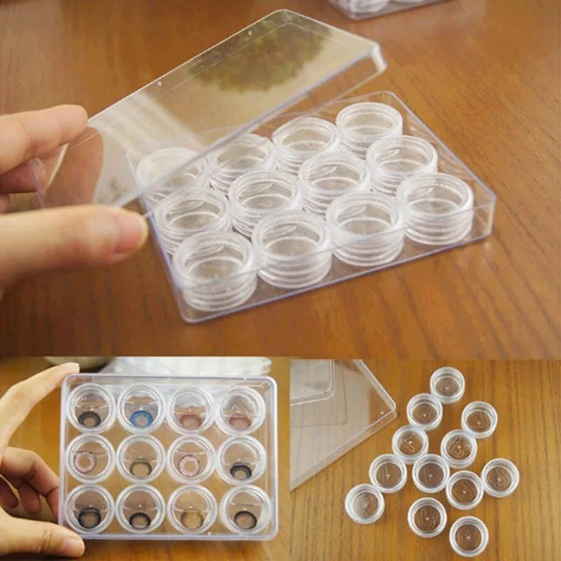 

12 grids Contact Lens Box Holder Portable Small Lovely Clear Eyewear Bag Container Contact Lenses Soak Storage Case