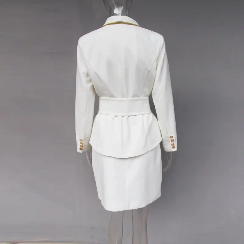 Европейская американская Женская осенне-Весенняя юбка миди костюмы Тонкий Блейзер прямая юбка Формальные двойные комплекты Качественная