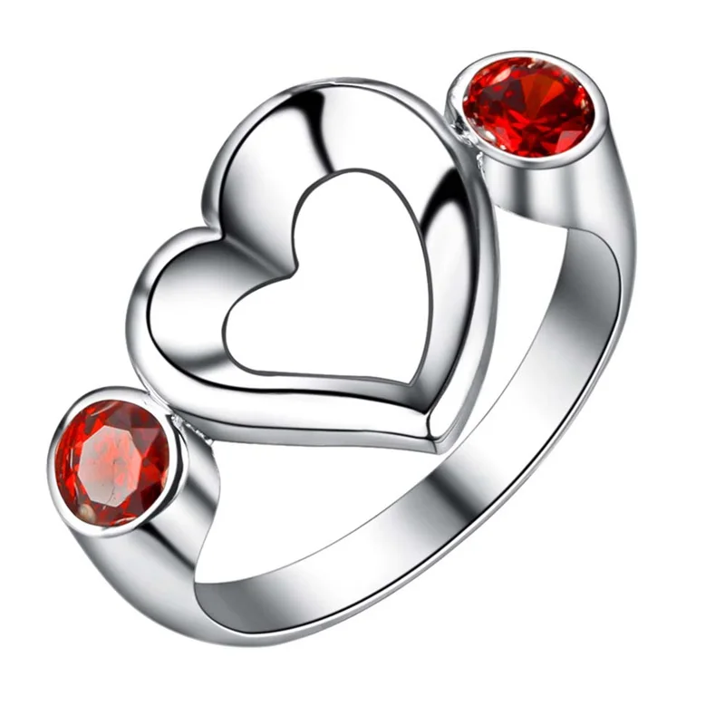 2016 Trendy Heart Silver Plated Rings With CZ Nice Cute Love For Girlin Rings from Jewelry