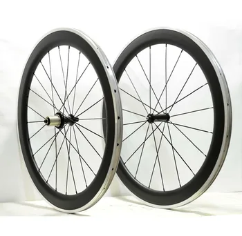 

700C 60mm depth 23mm width Alloy brake surface carbon wheels road bicycle single rear carbon wheelset 3K matte finish