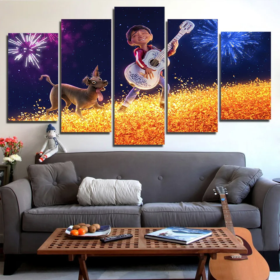 Living Room Wall Art Pictures HD Printed On Canvas 5 Panel