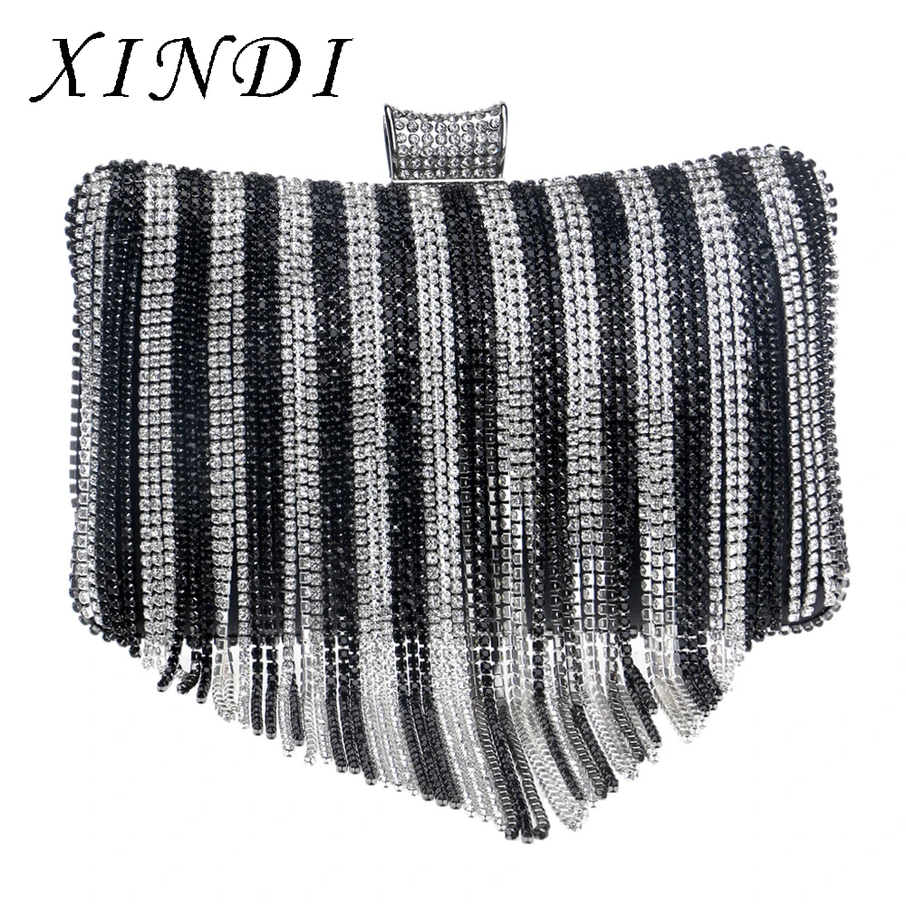 

XINDI Shoulder Evening Party Purse Bags Mixed Color Diamonds Messenger Handbags With Chain Rhinestones Women Evening Clutch Bag