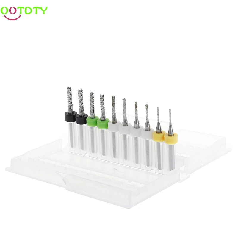 

10Pcs PCB Milling Cutter 1.0-3.0mm Fish Tungsten Carbide Mill Engraving CNC