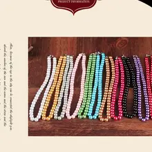 8 мм стеклянные жемчужные круглые бусы колье ожерелье Свадебные украшения для женщин девочек 42 см с удлинением длины