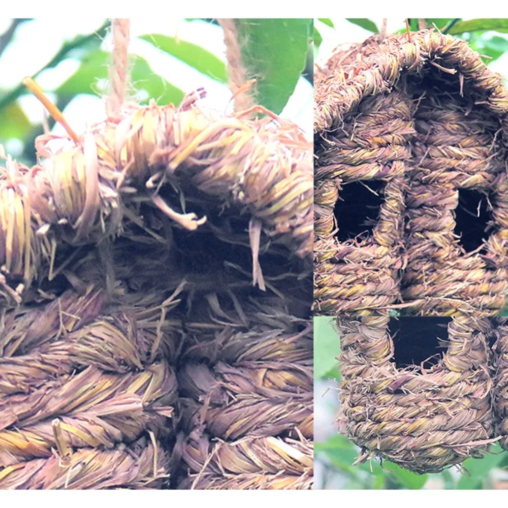 العشب المنسوجة Birdhouse مع جيدة التهوية يوفر الطيور الترفيه ل في الهواء الطلق آمنة الراحة منطقة للراحة