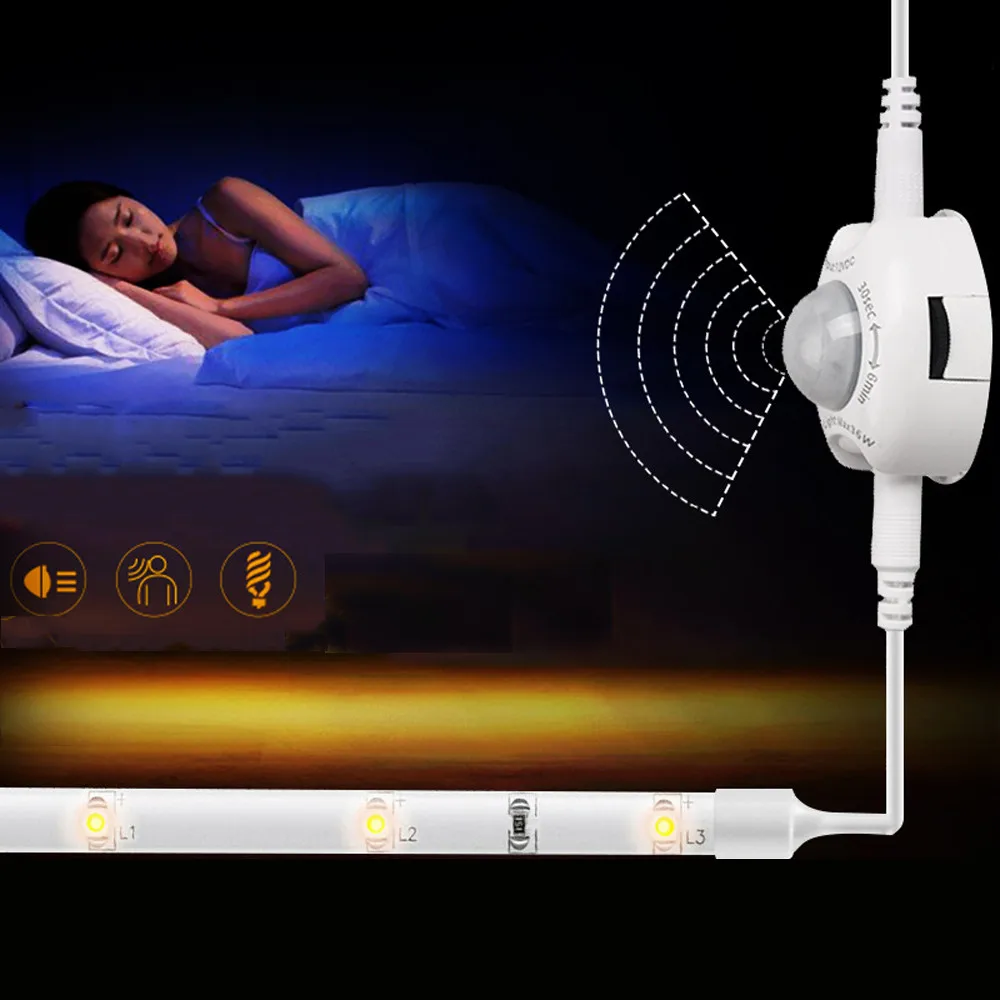 

LED Single / Dual Bed Lighting Sensor Strips Corridor Floor Sensor Night light Smart Human Induction Atmosphere Lamp EU US Plug