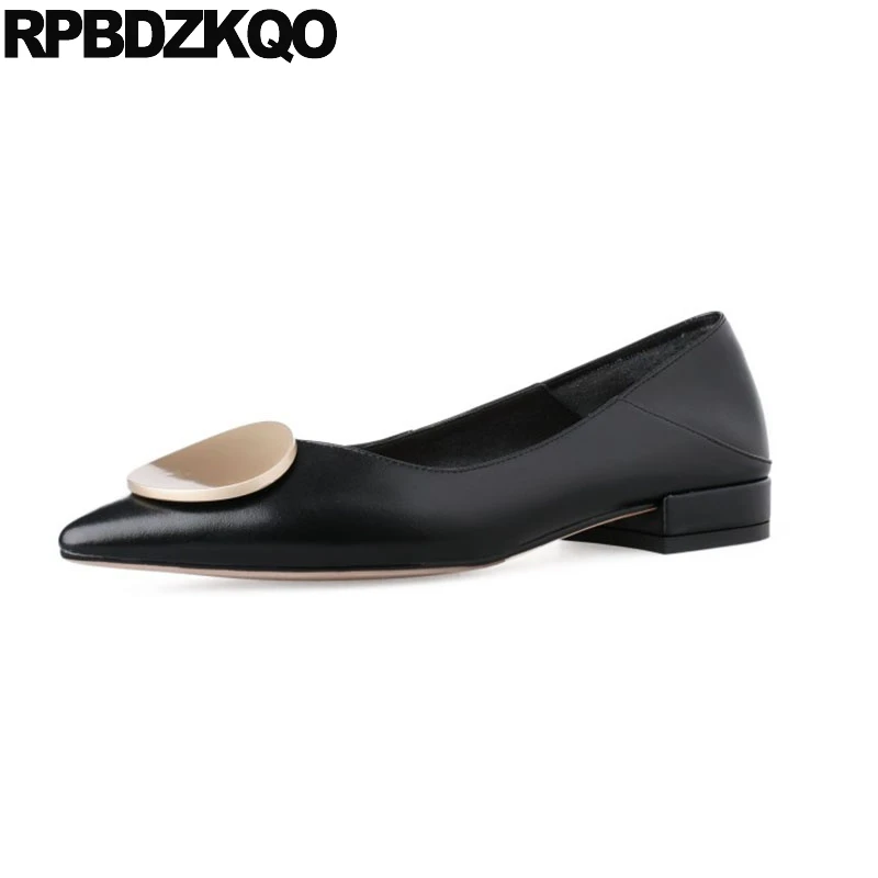 

Grey 2019 Flats Chinese Black Genuine Leather Women Dress Shoes Factory Direct Slip On Italian Designer Metal Pointed Toe Ladies