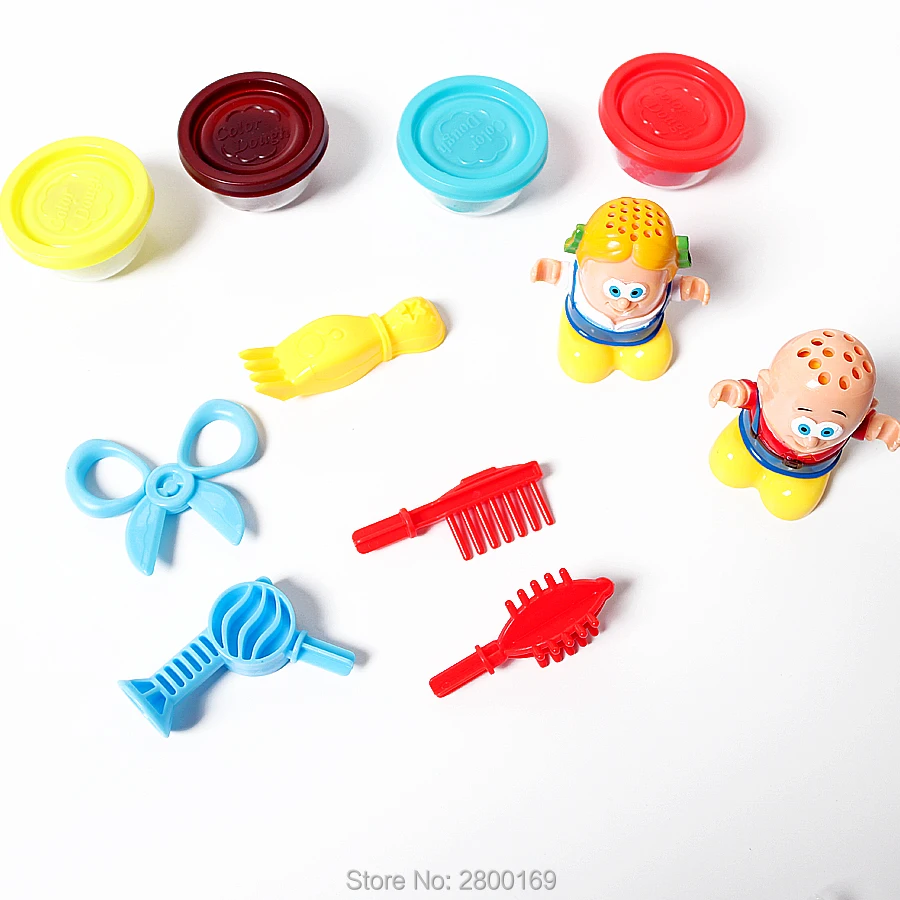 Ручной работы парикмахер креативное тесто, маленькие волосы стилист Играть Тесто Пластилин с набором инструментов Развивающие игрушки для детей